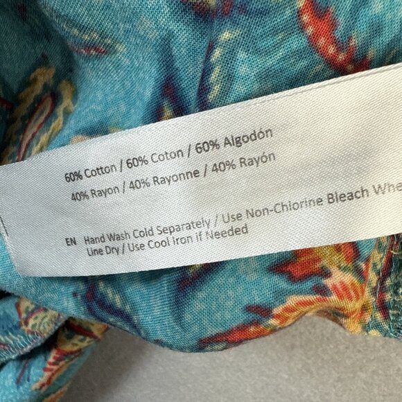 Land Of The Free Maxi Dress Size S Teal & Orange Floral Print Boho Wrap Vacation - Picture 11 of 13